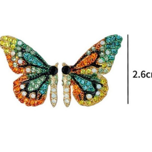 Fashion Freestyle boho crystal butterfly earrings jewelry unique - Picture 2 of 7